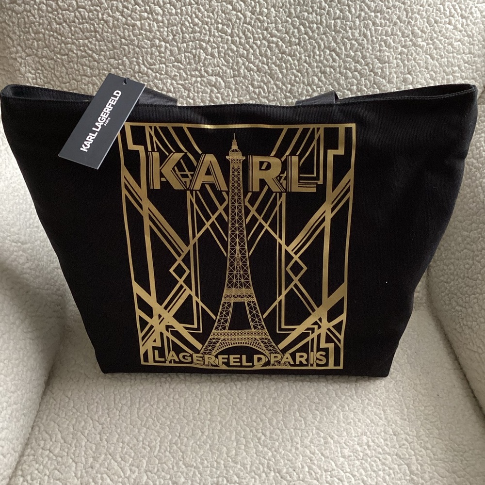 Karl Lagerfeld Paris “Kristen Eiffel Tower ” Canvas Tote, NWT